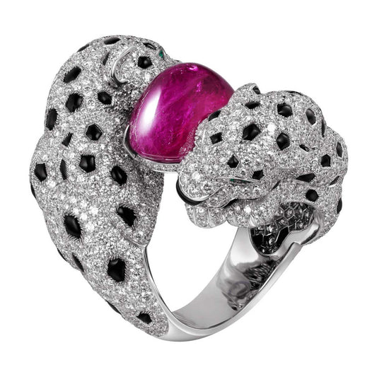 KDY-P7185074 Double Leopard Ring Egg Shape Stone 12.6x16.4mm