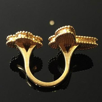 VCARN05800 Butterfly Clover Open Arm Ring