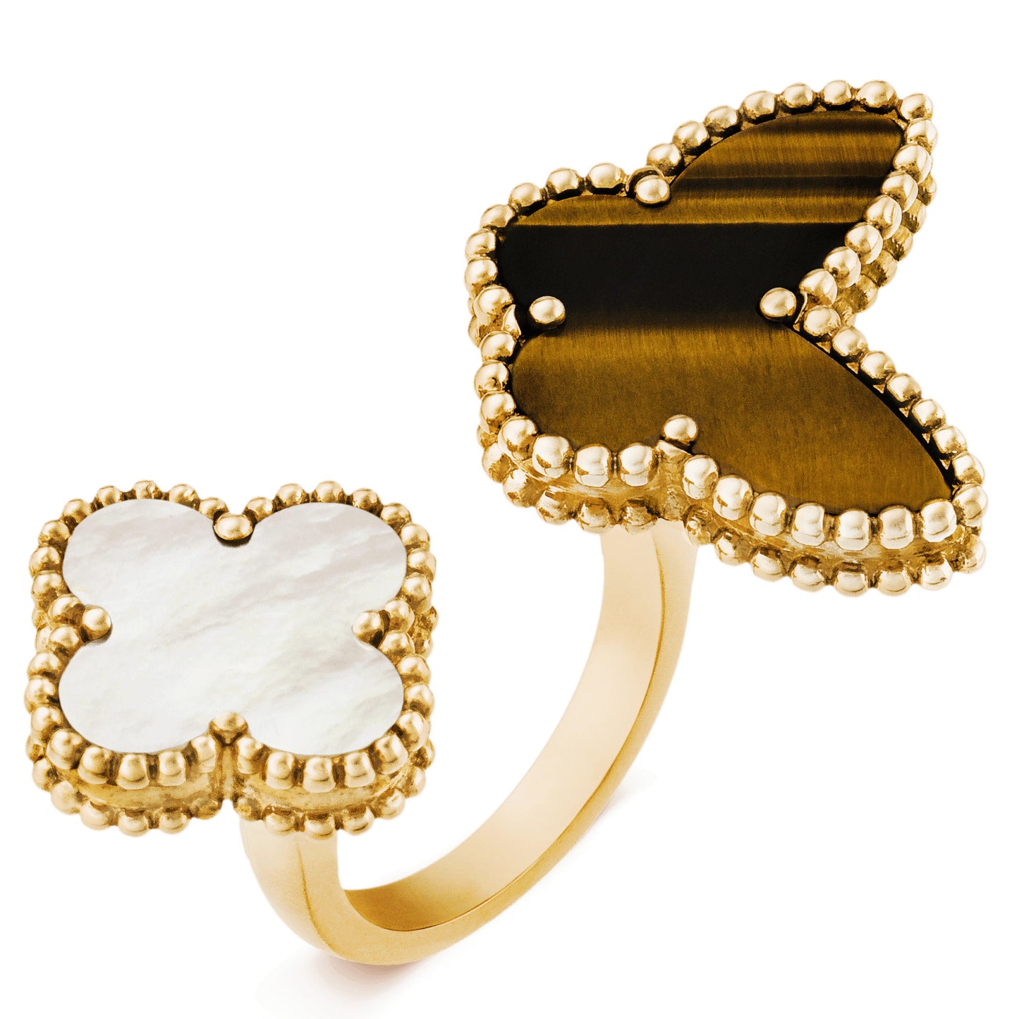 VCARN05800 Butterfly Clover Open Arm Ring