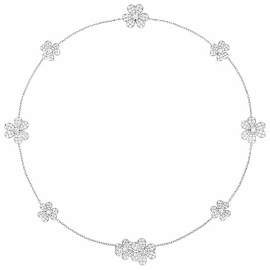 VCARN25400三叶草满钻9花项链链长420mm