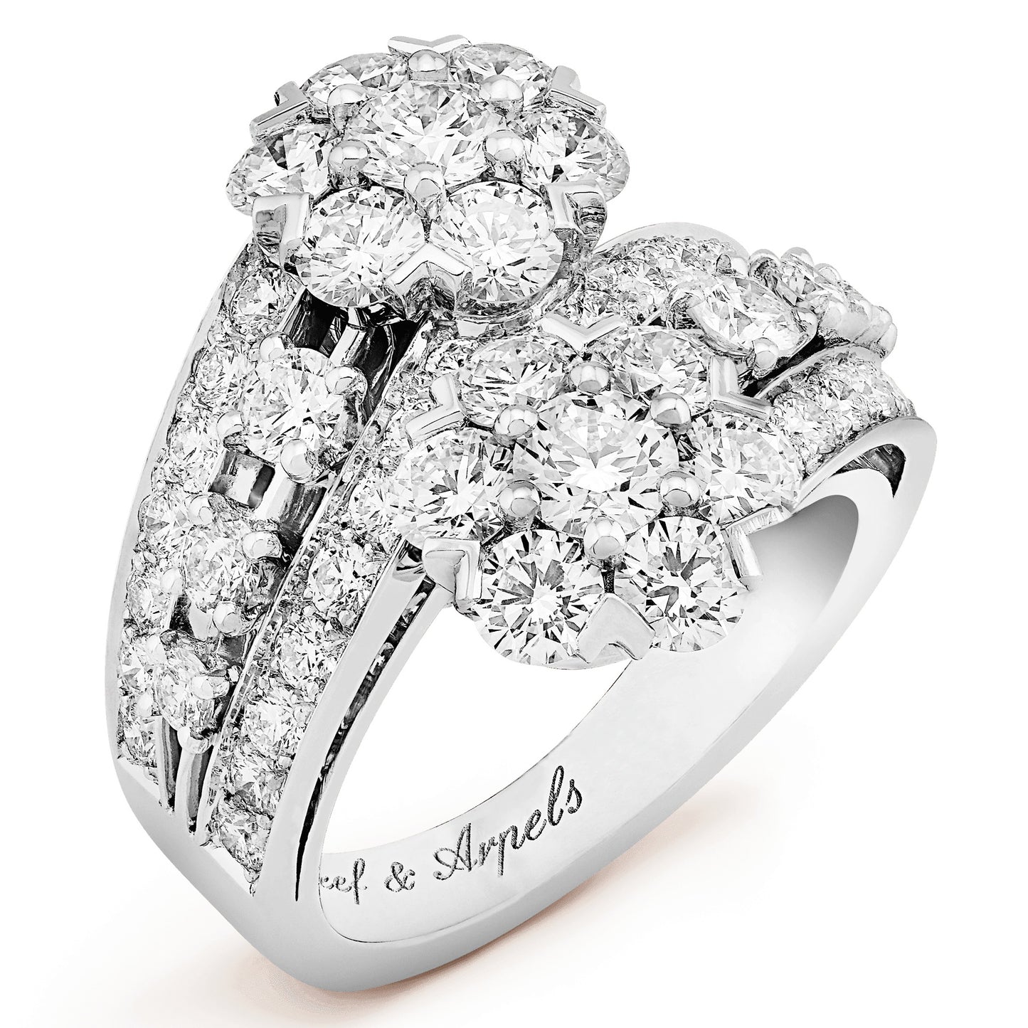 VCARO3RP00 six-circle one-flower double-headed diamond twisted arm ring