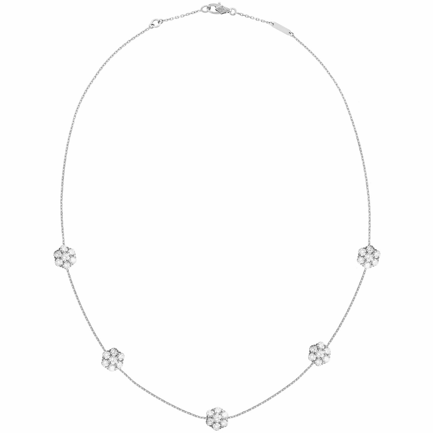 VCARA47600 About 10mm large V-shaped snowflake six claws, six circumferences and one 5 flower necklace