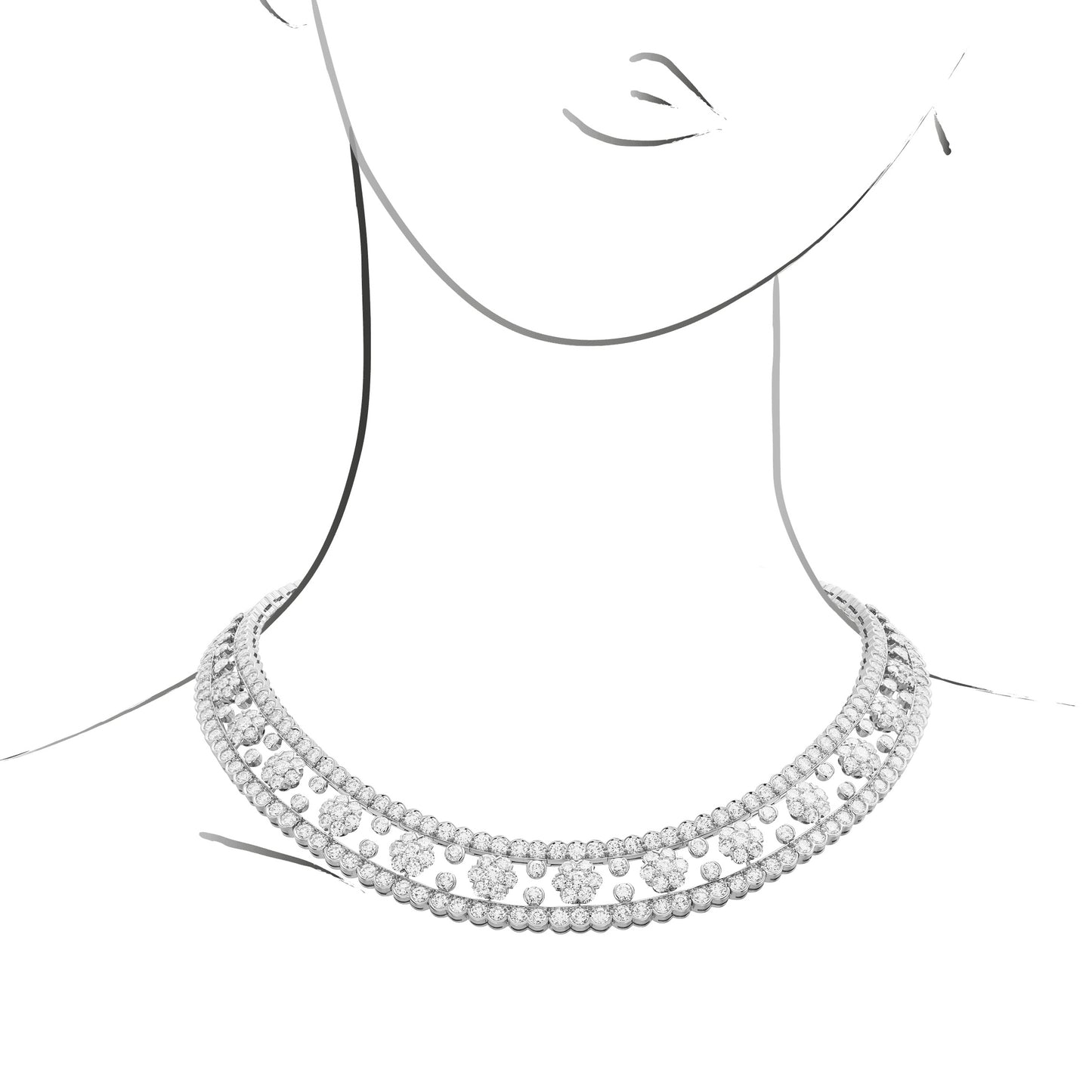 VCARO3RI00 Six circumferences and one plum blossom diamond necklace