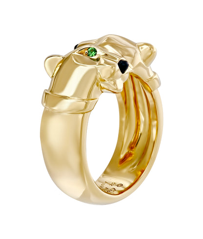 KDY-B4211400 light gold double-headed leopard wishbone leopard open ring