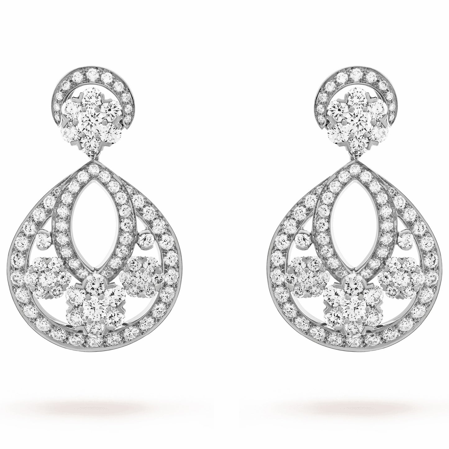 VCARO3RJ00 six circumferences, one flower full of diamonds, small ear clip