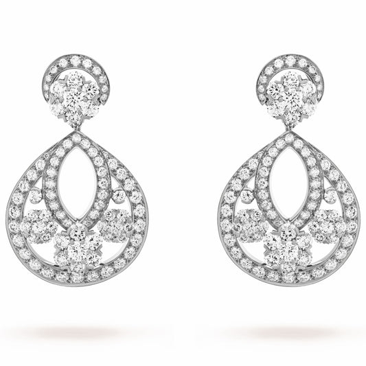 VCARO3RJ00 six circumferences, one flower full of diamonds, small ear clip