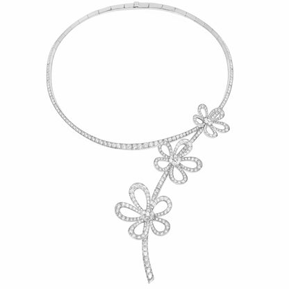 VCARP05000 five-leaf flower diamond necklace