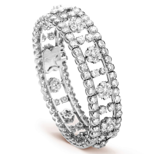 VCARO3RH00 six circumferences and one flower full of diamond bracelet 18#