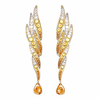 VCA26115783 pear-shaped stone long ear clap ear clip