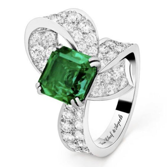 VCARP1OZ00 Octagonal Gemstone Bow Ring 54.5#