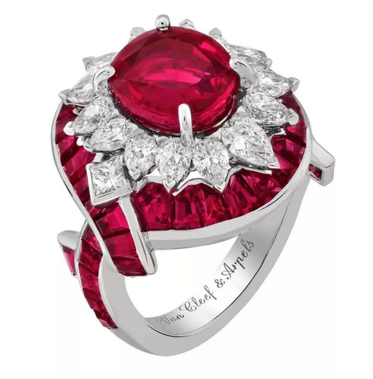 JH007222 Four-claw pear-shaped diamond surround stone colorful treasure ring 13# main stone about 7.6x6.4mm