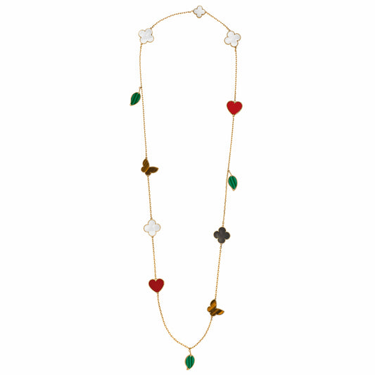 VCARD80100 four-leaf clover 12 flower necklace