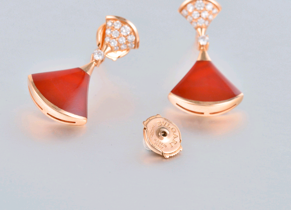 BGL-350853-OR857320 guest version double fan-shaped half-diamond fan skirt earrings