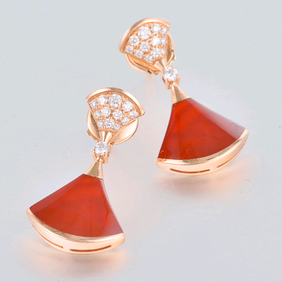 BGL-350853-OR857320 guest version double fan-shaped half-diamond fan skirt earrings