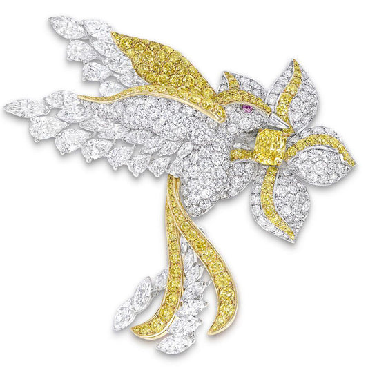 VCA64528780 bird lotus brooch
