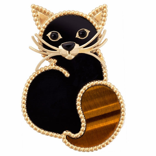 VCARP7UM00 beaded civet cat brooch