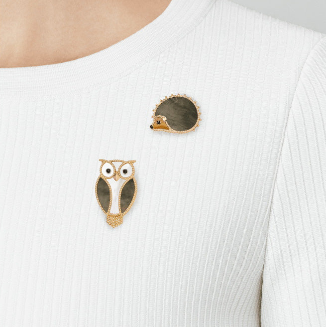 VCARP2AV00 beaded owl brooch