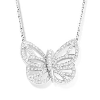 VCARA63600 butterfly full diamond bolt chain pendant