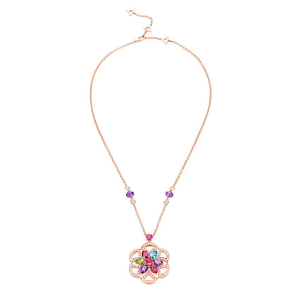 BGL-CL858373-355617 fan-shaped skirt fan colorful treasure hollow tether pendant necklace