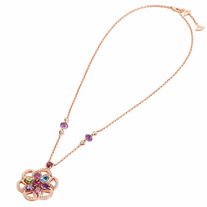 BGL-CL858373-355617 fan-shaped skirt fan colorful treasure hollow tether pendant necklace