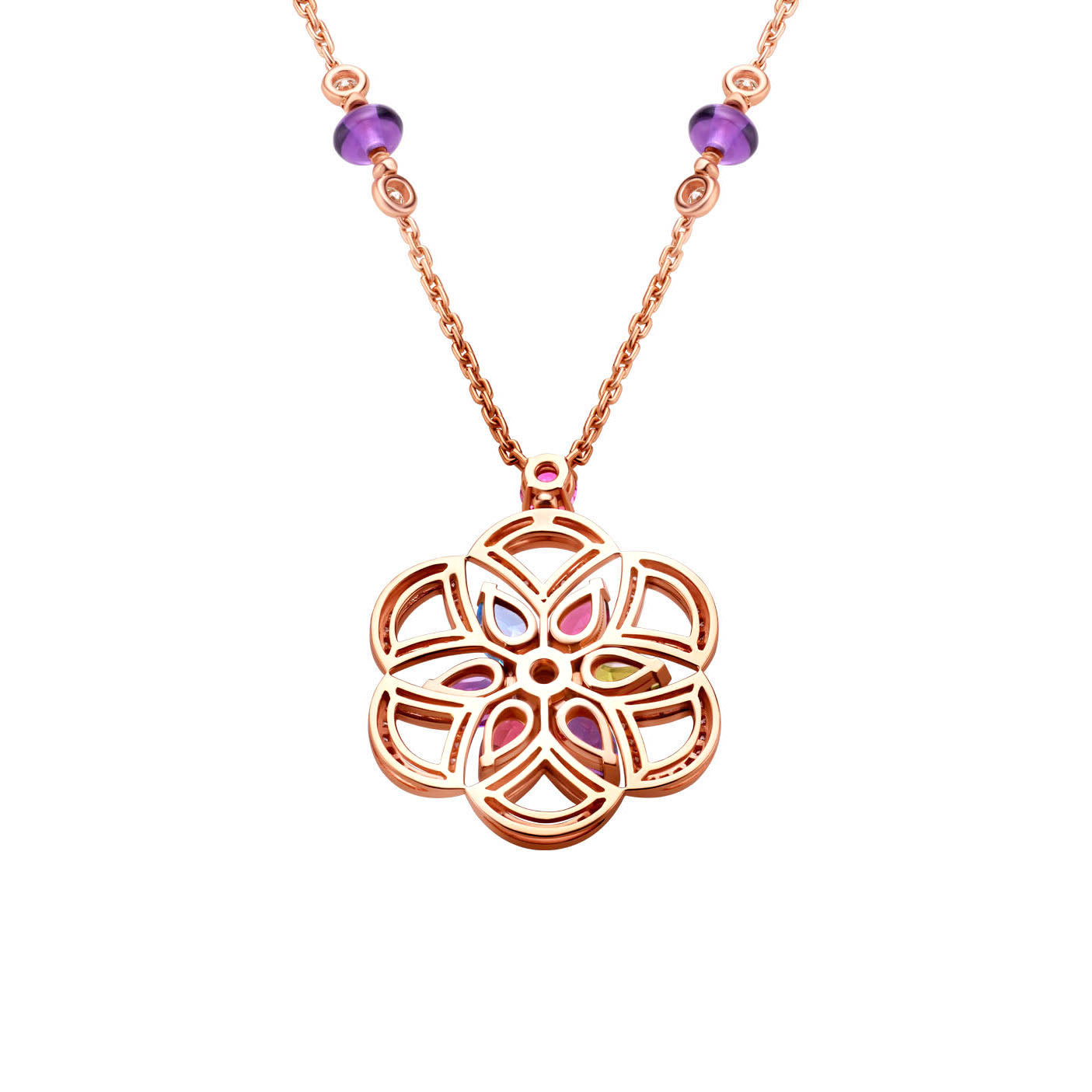 BGL-CL858373-355617 fan-shaped skirt fan colorful treasure hollow tether pendant necklace