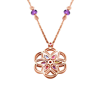 BGL-CL858373-355617 fan-shaped skirt fan colorful treasure hollow tether pendant necklace