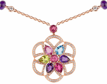 BGL-CL858373-355617 fan-shaped skirt fan colorful treasure hollow tether pendant necklace