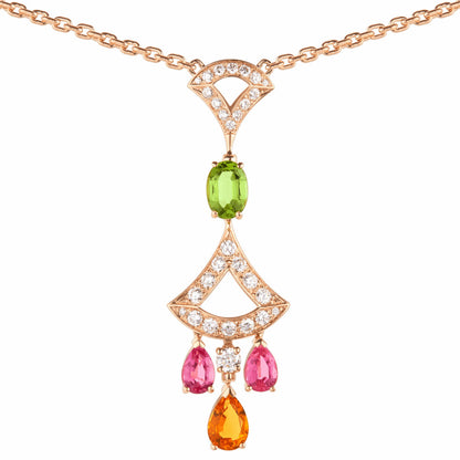 BGL-CL858392-355613 fan-shaped skirt fan hollow colorful treasure bolt chain pendant necklace