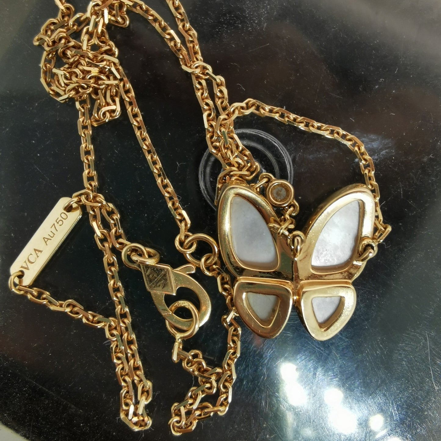 VCARO8FO00玛瑙蝴蝶栓链吊坠
