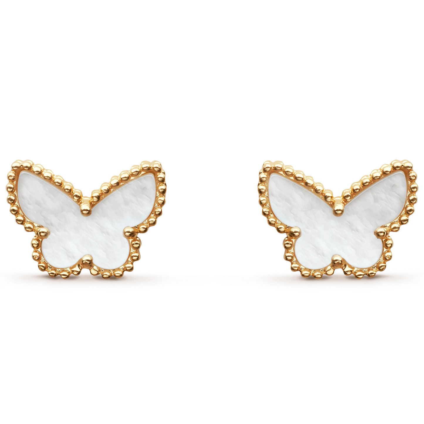VCARN5JM00 10mm bead edge butterfly earrings