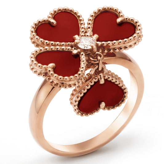 VCARN5P600 moving heart-shaped four-leaf clover 9mm ring 12#