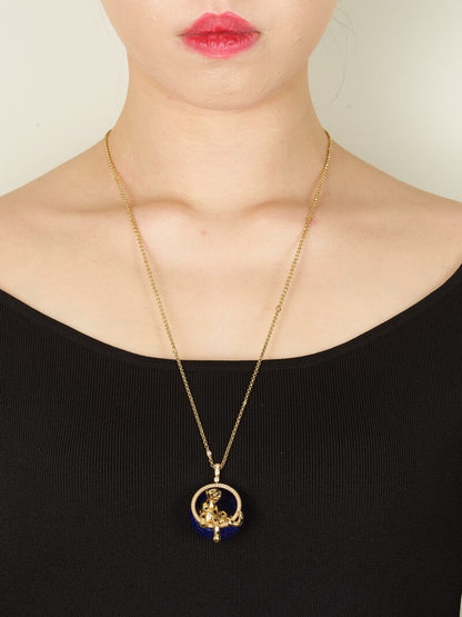 KDY-N3109200 leopard lying circle pendant