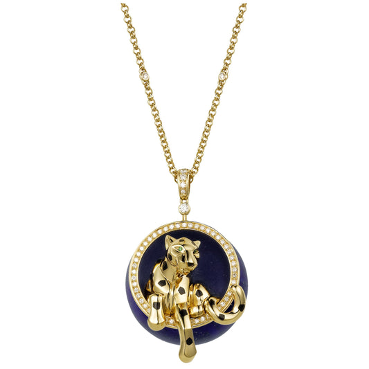 KDY-N3109200 leopard lying circle pendant