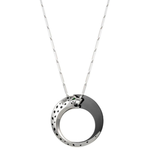 KDY-N3028600 Double-headed Mechanical Leopard Circle Pendant Necklace