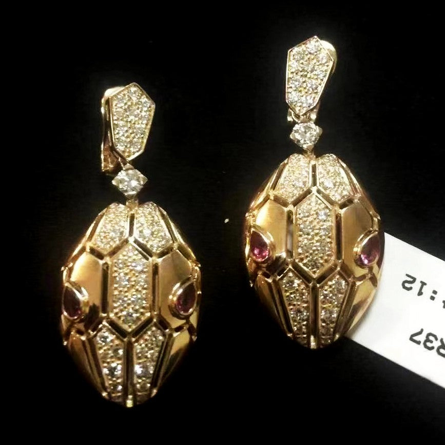 BGL-OR778545 half diamond snake head earrings