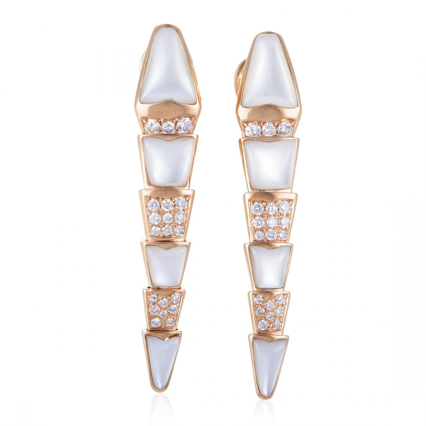 BGL-350678-OR857278 snake half diamond half agate ear clip wide body snake section earrings