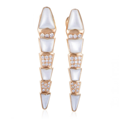 BGL-350678-OR857278 snake half diamond half agate ear clip wide body snake section earrings