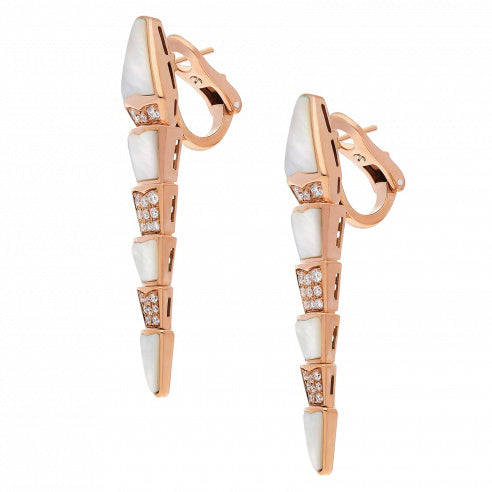 BGL-350678-OR857278 snake half diamond half agate ear clip wide body snake section earrings