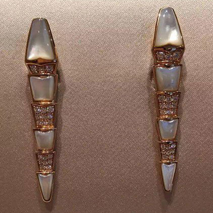 BGL-350678-OR857278 snake half diamond half agate ear clip wide body snake section earrings