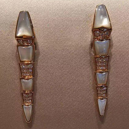 BGL-350678-OR857278 snake half diamond half agate ear clip wide body snake section earrings