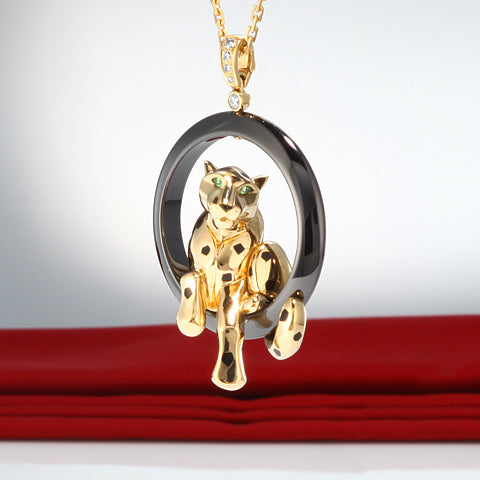 KDY-N7412900 leopard lying circle pendant