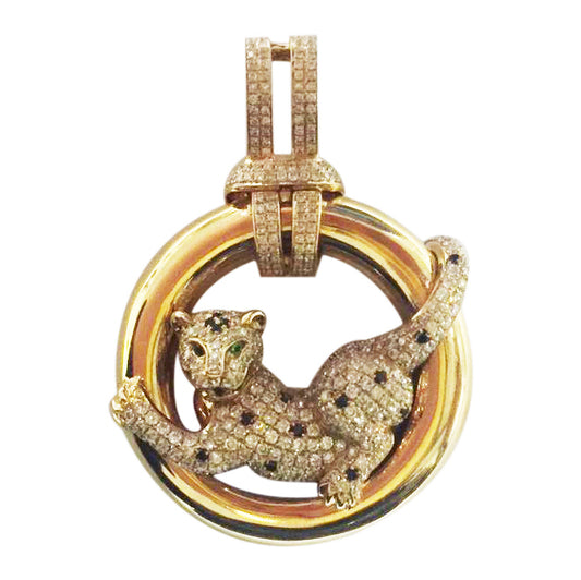 KDY-N4007236 Holding circle half diamond leopard circle guest version leopard lying on the inside of the circle ring lying leopard pendant