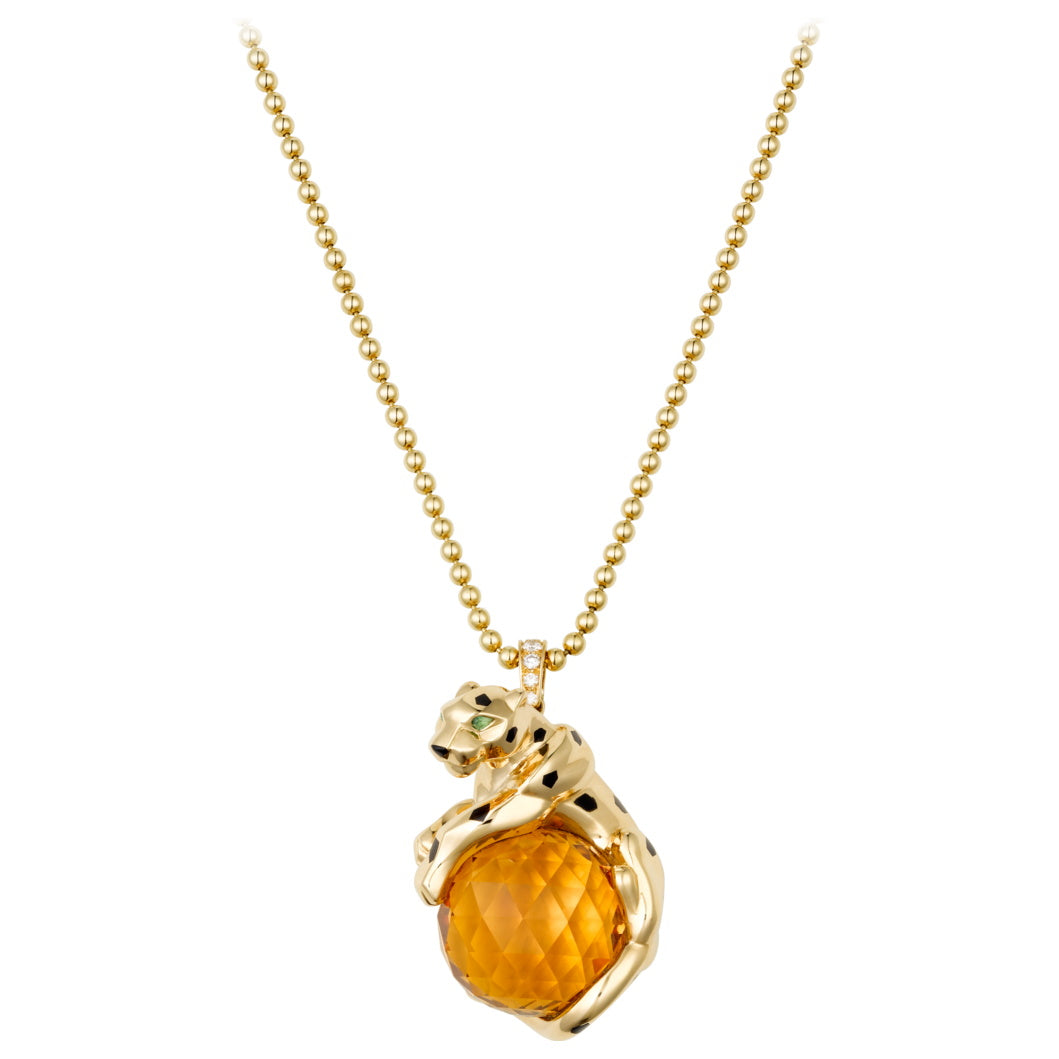 KDY-N7424120 lying stone leopard pendant