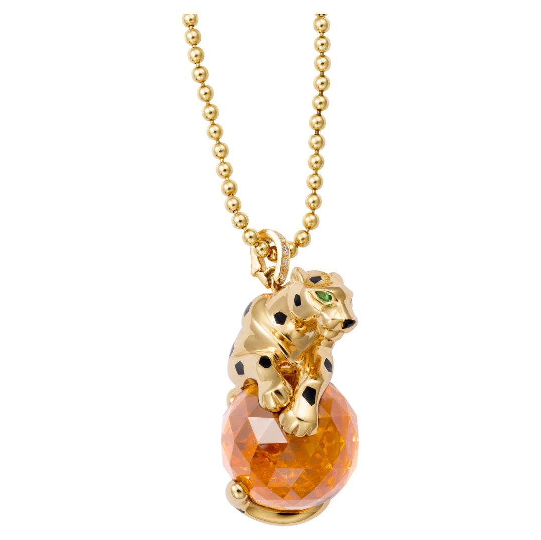 KDY-N7424120 lying stone leopard pendant