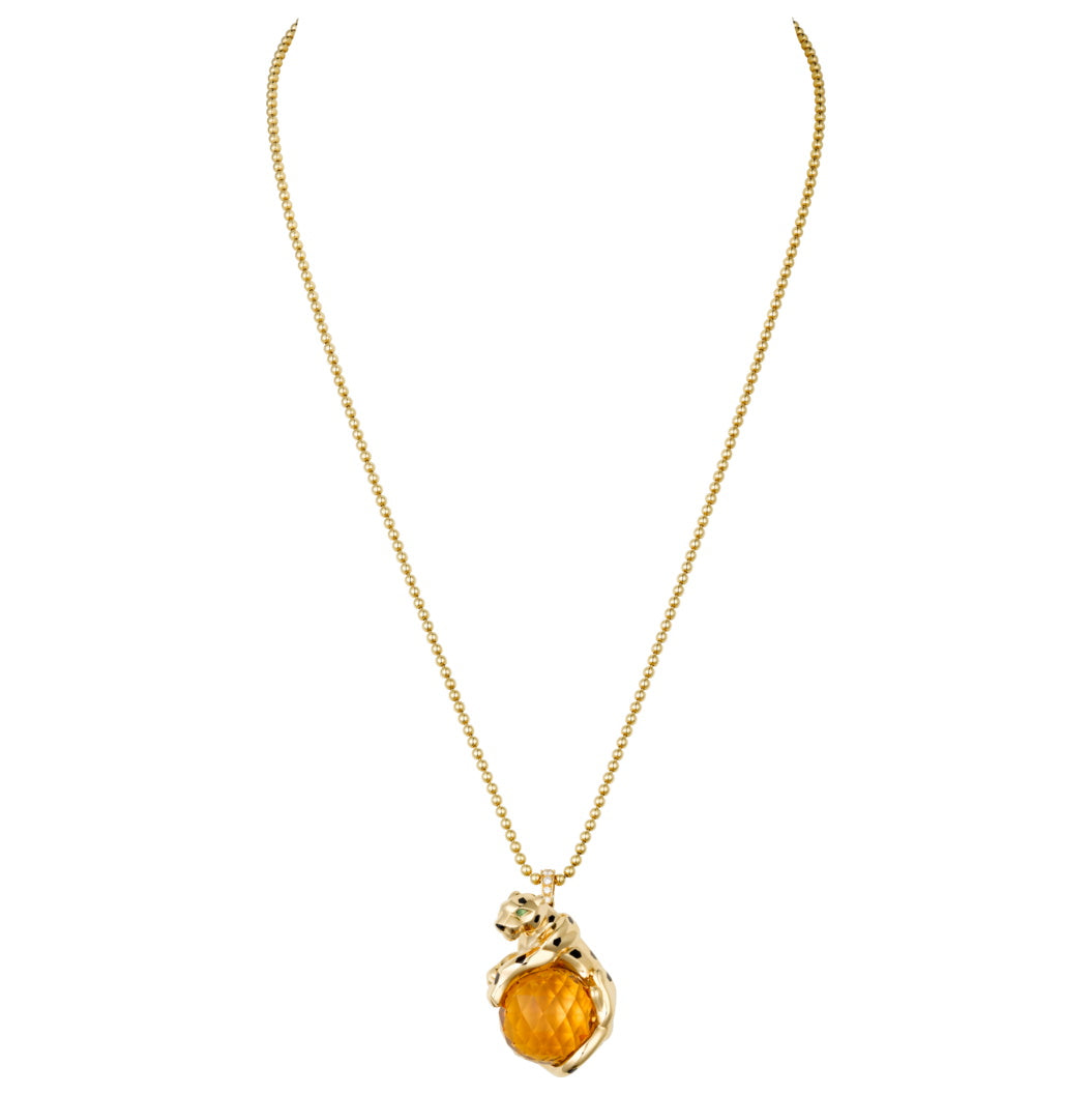 KDY-N7424120 lying stone leopard pendant