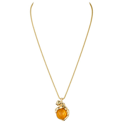 KDY-N7424120 lying stone leopard pendant
