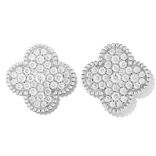 VCARN9ZR04 15mm full diamond four-leaf prairie ear clip