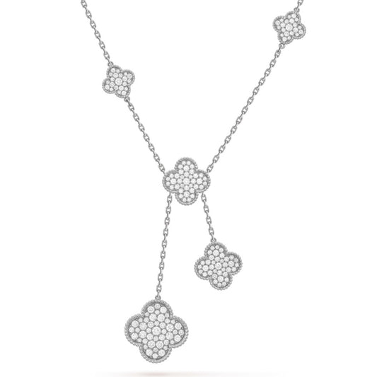VCARN9MP00 beaded diamond four-leaf clover 6-flower necklace