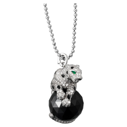 KDY-N7424119 lying stone leopard pendant