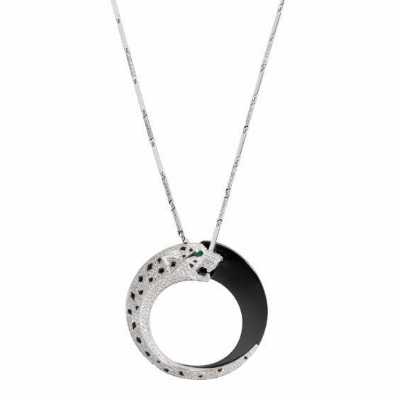 KDY-HP700855 double-headed mechanical leopard circle pendant necklace